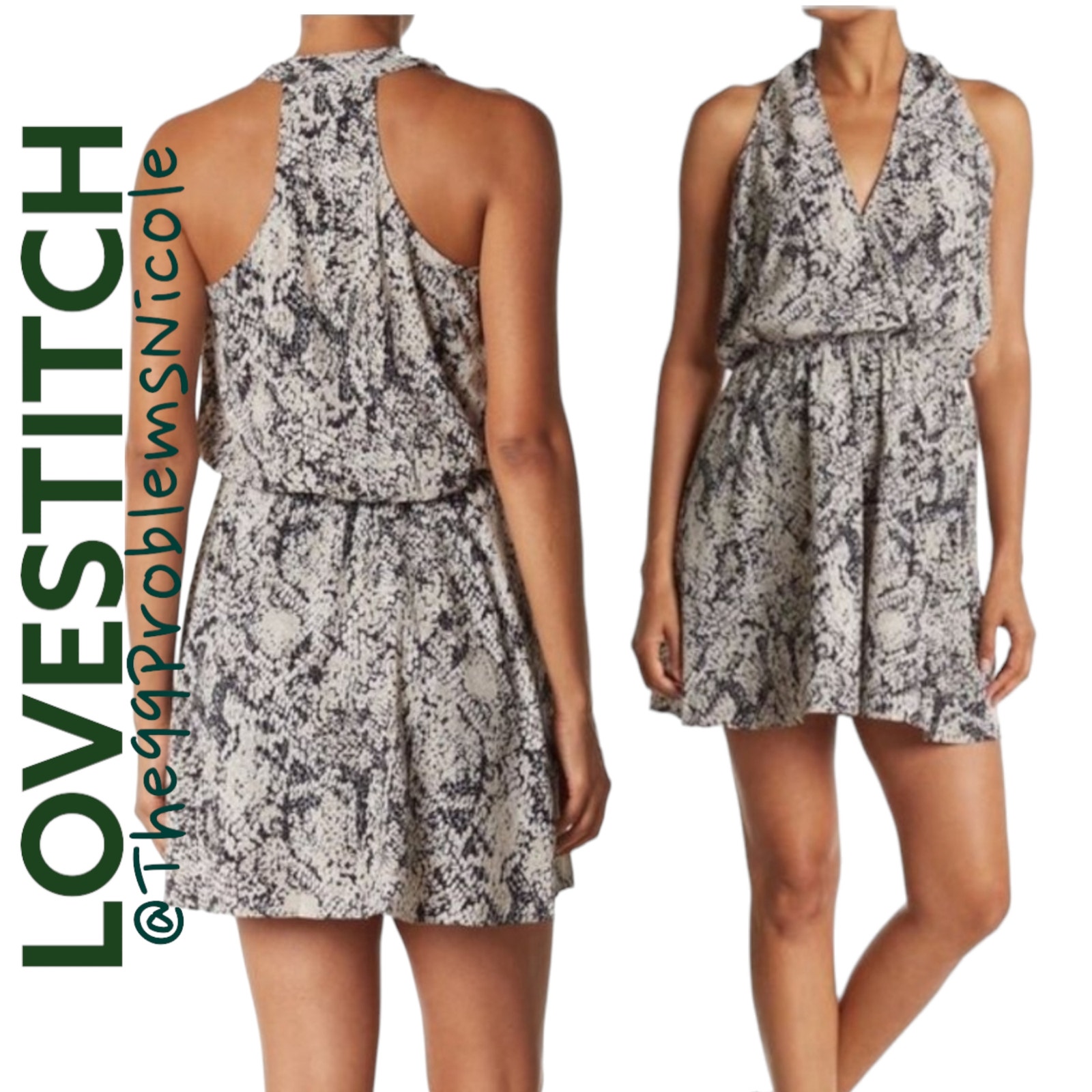Lovestitch Racerback Dress In Snake Print